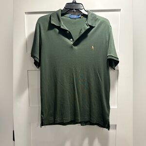 Ralph Lauren Green Polo Shirt Slim Fit Classic Style